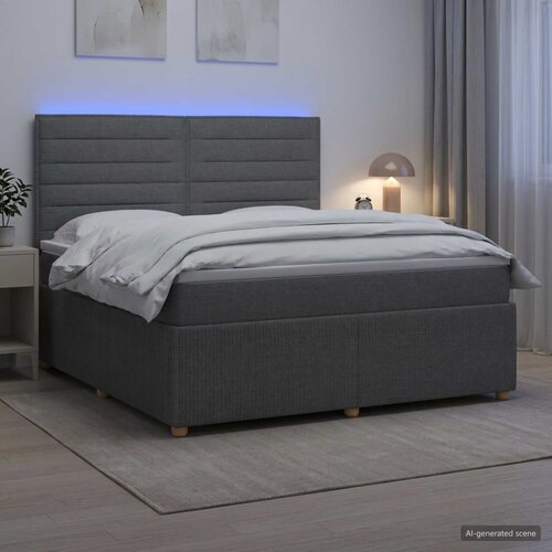  LED okvir za krevet s madracem Tamnosiva 140 x 190 cm Tkanina Cene