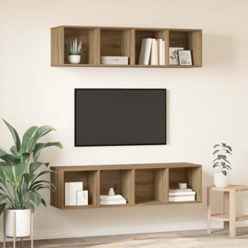 VidaXL Set TV komoda s pohranom 2 pcs hrast artisan 37 x 37 x 142.5 cm Slike