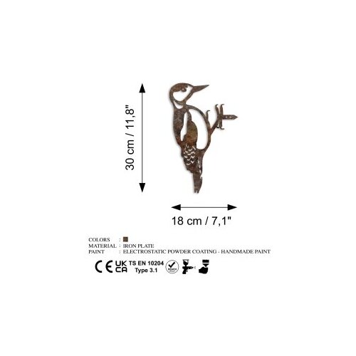 Wallxpert decorative object figura bird on the branch 01 brown Slike
