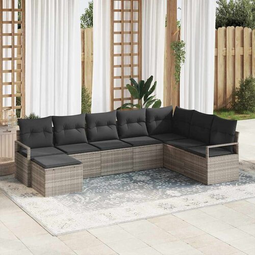  Set sofe 8 kom. Svjetlosiva poliratan 287 x 177 x 85 cm Cijene