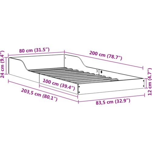 VidaXL krevetna konstrukcija bijela 80 x 200 cm masivna borovina Slike