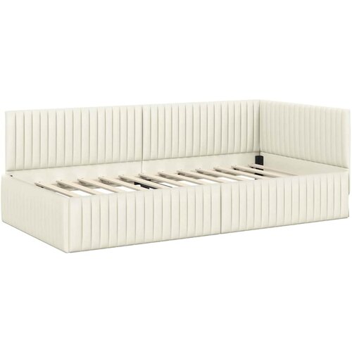 VidaXL Kotna postelja z vzglavjem krema 100 x 200 cm Žamet, (5000069521) Slike