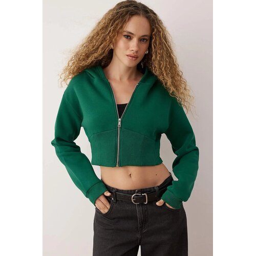 TRENDYOLMILLA ženski duks Twoaw26Sw00089, smaragdno zelena Cene