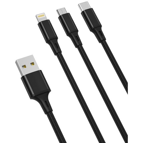 XO kabal NB173 3in1 USB - Lightning + USB-C + microUSB 1,2 m 2,4A crni Cene
