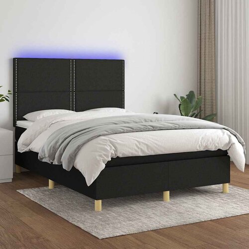  box spring s madracem LED crni 140x190 cm od tkanine Cijene