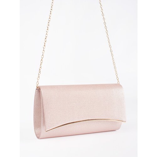 Shelvt Light pink classic clutch bag with detachable chain Slike