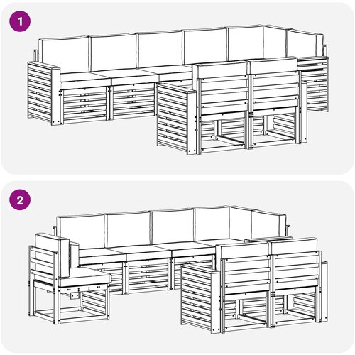  Set vanjskih sofa 8 kom. Bijela i svjetlosiva Poliester 310 x 132,5 x 73 cm Slike