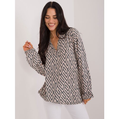 Fashion Hunters Beige blouse with geometric pattern SUBLEVEL Slike