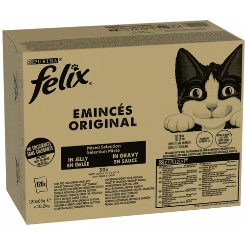 Felix Jumbo pakiranje: Classic vrećice 120 x 85 g - Miješano pakiranje (tuna i bakalar)
