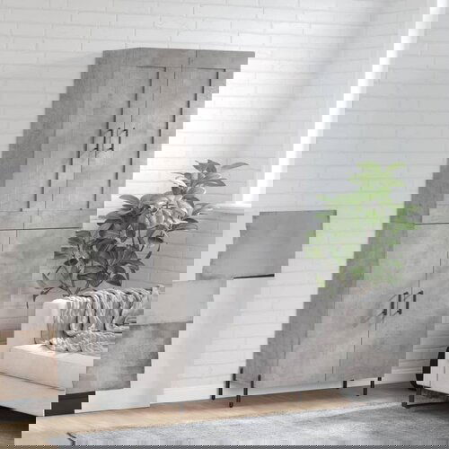 The Living Store Visoka komoda betonsko siva 69,5x34x180 cm inženirski les - Visoka Omarica, (21435347) Cene