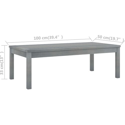  Stolić za kavu 100x50x33 cm sivi od masivnog bagremovog drva Slike