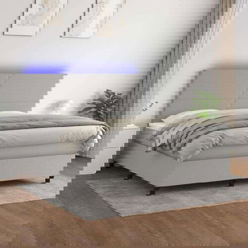  Box spring postelja z vzmetnico LED sv. siva 160x200 cm blago, (20789813) Slike