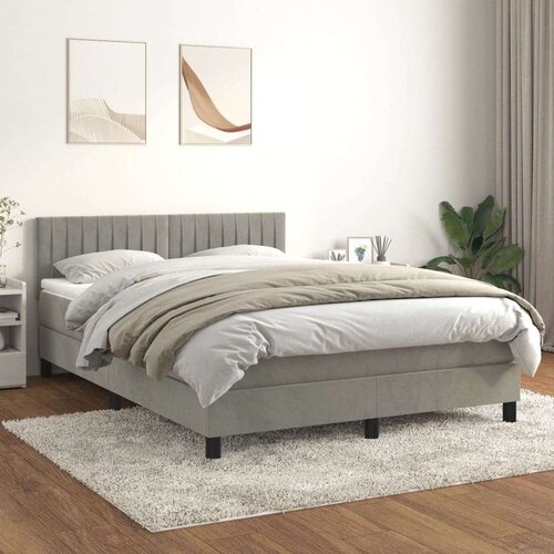  Box spring postelja z vzmetnico svetlo siva 140x200 cm žamet, (20901355) Cene