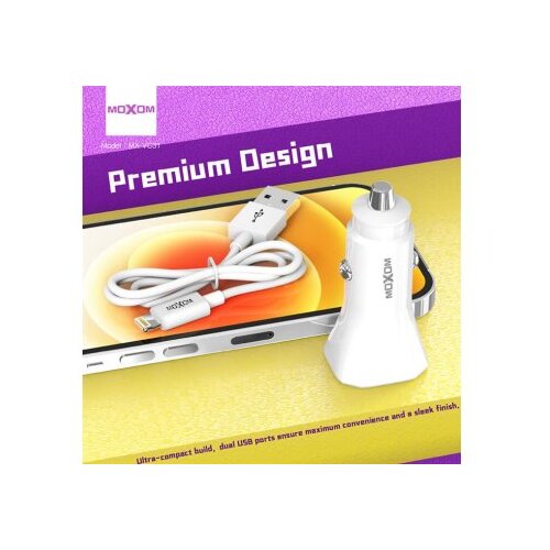Moxom MX-VC31 3A Lightning Auto punjač beli Slike