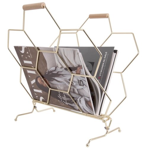 PT LIVING metalni stalak za časopise zlatni Honeycomb Cijene
