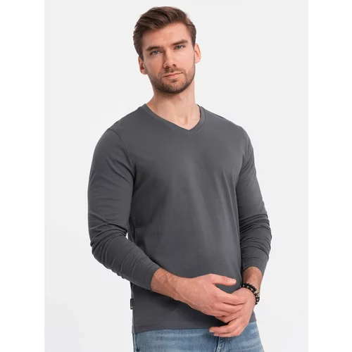 Ombre Men's unprinted longsleeve with a v-neck - graphite