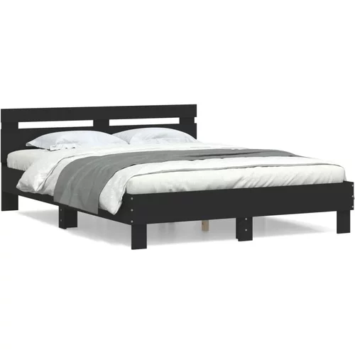 vidaXL Okvir za krevet s uzglavljem crni 140x200 cm konstruirano drvo