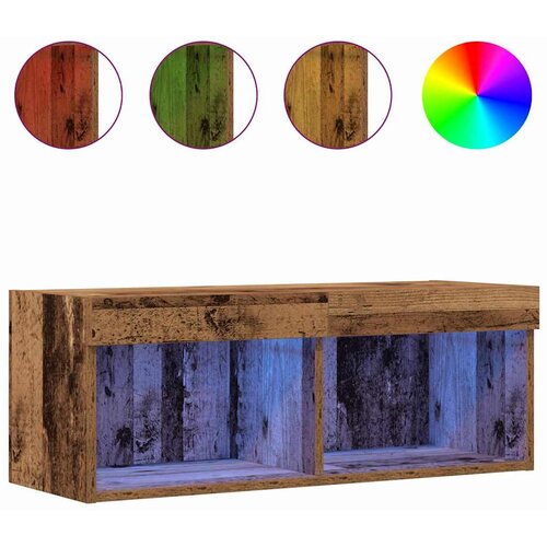  Set TV komoda s LED svjetlima 2 pcs Staro drvo 80 x 30 x 30 cm Slike