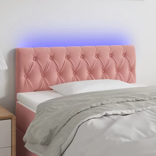 vidaXL LED posteljno vzglavje roza 90x7x78/88 cm žamet