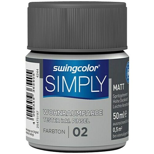 SWINGCOLOR NOTRANJA DISPERZIJSKA BARVA SIMPLY ŠT.02 (50 ml, siva) Cene