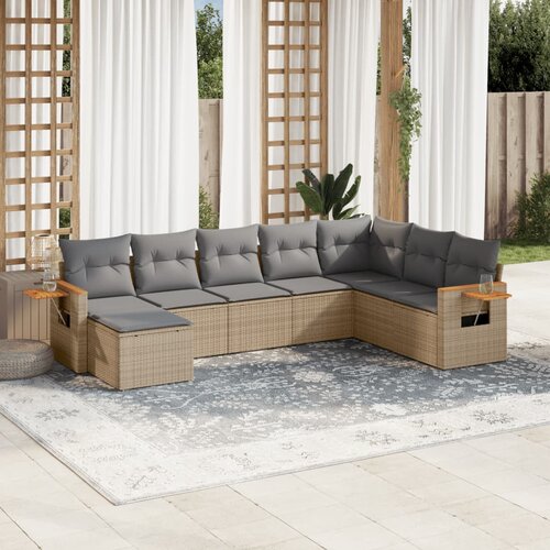 vidaXL 8-dijelni set vrtnih sofa od poliratana s jastucima bež Cijene