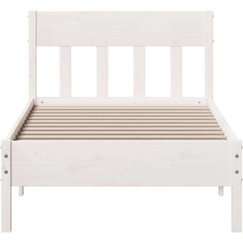 VidaXL okvir za krevet s uzglavljem bijeli 90x200 cm masivna borovina Slike