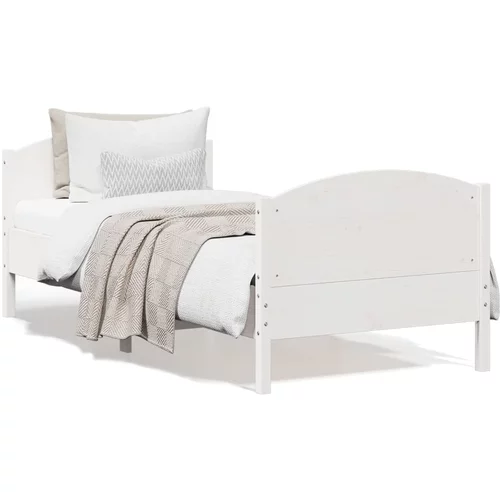 vidaXL Okvir kreveta s uzglavljem bijeli 90 x 190 cm od borovine