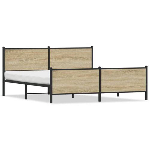 Maison Chic Kovinski Posteljni okvir - Dvoposteljna postelja - Zakonska postelja brez vzmetnice sonoma hrast 200x200 cm, (21694565) Cene