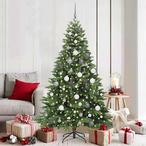 vidaXL Umestno božično drevo med 300 LED Zelena 180 cm PE in PVC Cene