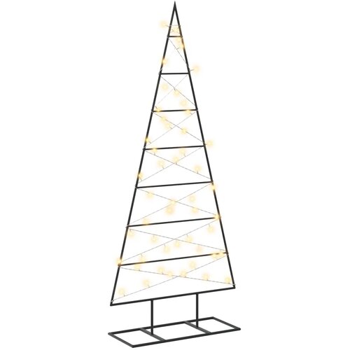  Metalna božićna jelka KUOPIO 125 cm Topla bijela - 125 cm Crna s LED svjetlima Slike