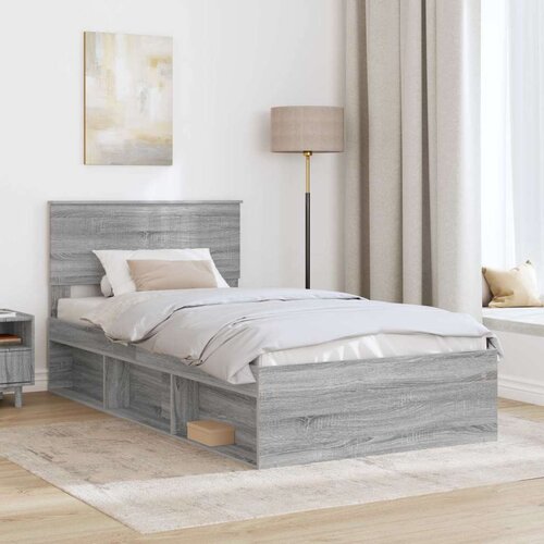  Okvir za krevet s uzglavljem Siva Sonoma 100 x 200 cm Slike