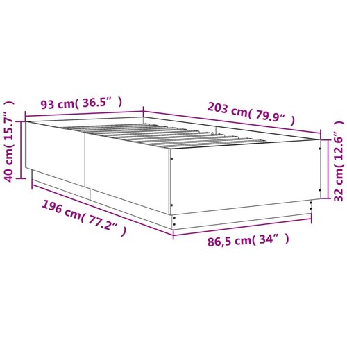  Okvir za krevet boja hrasta 90 x 200 cm konstruirano drvo Slike