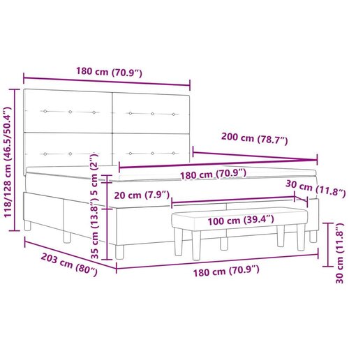  Krevet s box springom madracem i klupom u tamnozelenoj boji 180x200 cm Slike