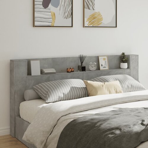 vidaXL Ormarić za uzglavlje LED svjetlima boja betona 220x16 5x103 5cm Cijene