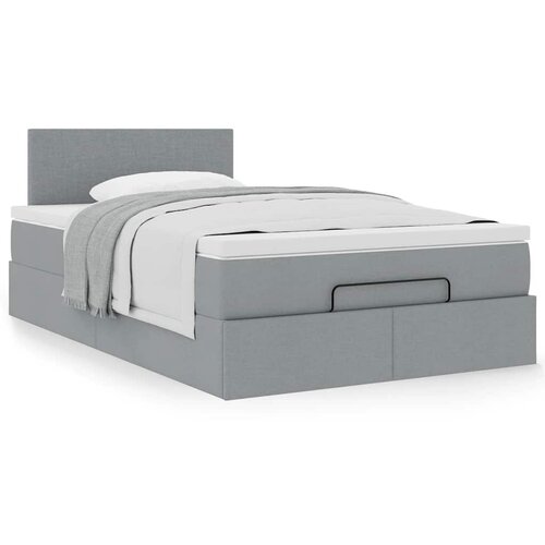 VidaXL Okvir za krevet s madraca svjetlosivi 120x190 cm od tkanine Slike