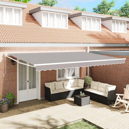 vidaXL Ročna Retraktibilna Tenda Svetlo Siva 500x300 cm, Material za Zamenjavo Tende za 5x3 m Okvir Svetlo Siva Cene