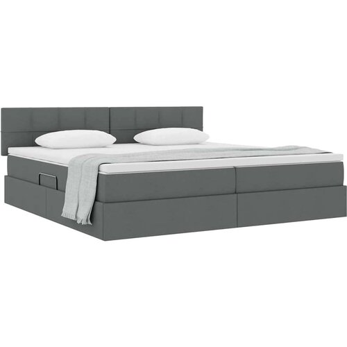 VidaXL krevet s madracem i skladi&amp;scaron;tem tamno siva 200 x 200 cm Slike