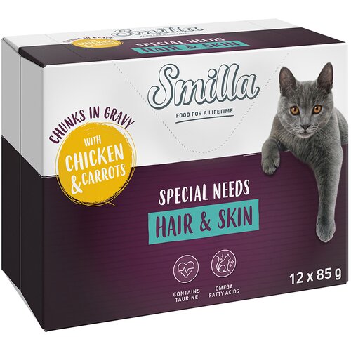 Smilla Hair &amp;amp; Skin ko&amp;scaron;čki z zelenjavo 12 x 85 g - s pi&amp;scaron;čancem in korenčkom Slike