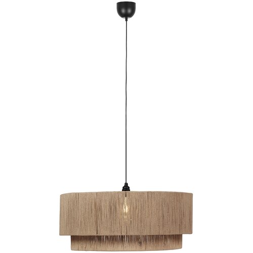 Trio Leuchten Japandi viseča svetilka črna z rjavo vrvjo 60cm - Smilla Slike