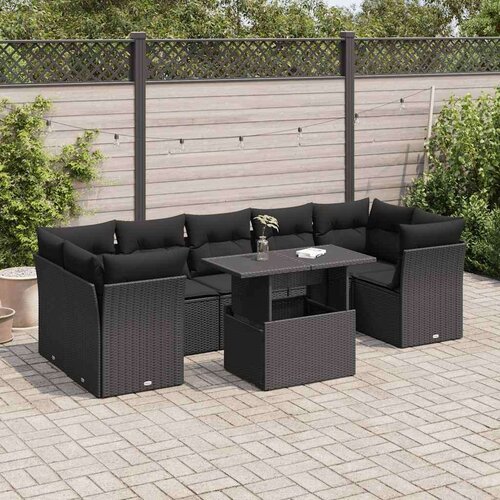 vidaXL 8-dijelni set vrtnih sofa od poliratana s jastucima crni Cijene