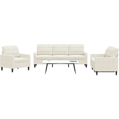 VidaXL 3-dijelni set sofa s jastucima krem bar&amp;scaron;unasti Slike