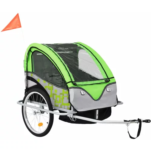 vidaXL 2 u 1 dječja prikolica za bicikl i kolica zeleno siva