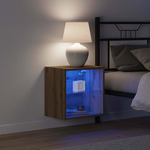 Floating Shelf with LED Light s policom Smeđa 40 x 28,5 x 40 cm Slike