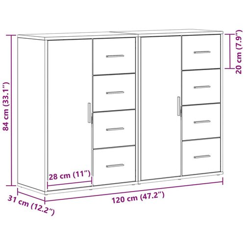  Komoda Set od 2 Finis od hrasta MDF ploča Veliki Bife Slike
