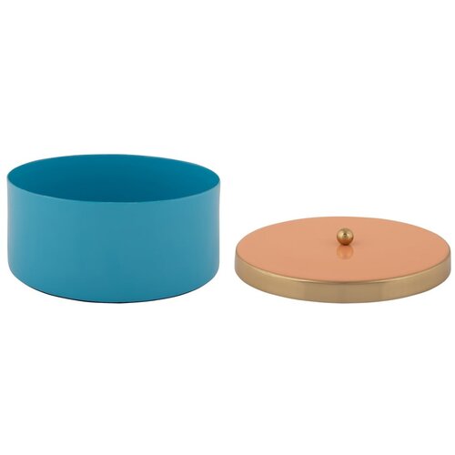 PT LIVING Modra dekorativna kovinska &amp;scaron;katla za shranjevanje &amp;oslash; 16x6 cm Double Funky &amp;ndash; Slike
