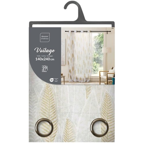 Douceur d int&amp;eacute;rieur Bež prozirna zavjesa od voila 140x240 cm Kim &amp;ndash; Slike