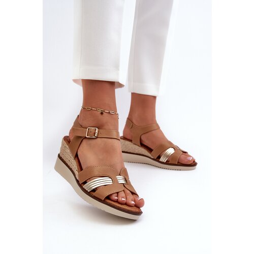 EVENTO Women's Wedge Sandals with Woven Detail Brown Starlenna Cene