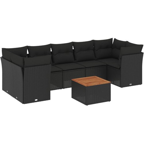 Maison Chic Seti vrtnega pohištva - Vrtna garnitura - Vrtni pohištvo set 8-delna z blazinami črn poli ratan, (21799010) Cene