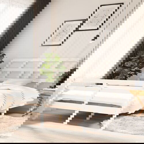 The Living Store Posteljni okvir bel iz trdnega lesa 150x200 cm - Posteljni Okvir, (21524875) Cene