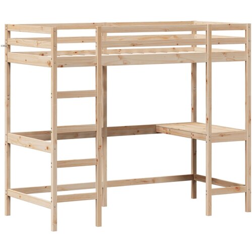 VidaXL Posteljni okvir z mizo 90x190 cm trdna borovina, (21007023) Slike